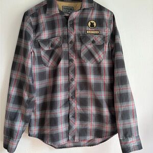 Hurley Black and‎ Red Plaid Shirt
